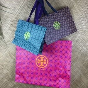 3 Tory Burch assorted color shopping bags
